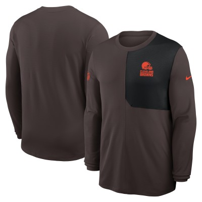 Футболка с длинным рукавом Cleveland Browns Nike Brown Sideline Coach UV Dri-FIT