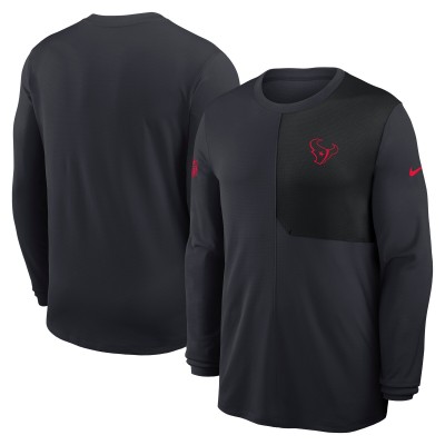 Футболка с длинным рукавом Houston Texans Nike Navy Sideline Coach UV Dri-FIT
