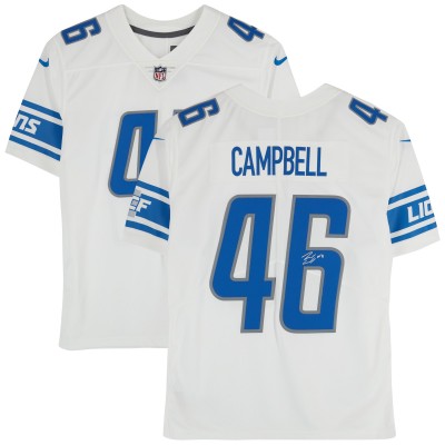Игровая джерси Jack Campbell Detroit Lions Autographed Fanatics Authentic White Nike Limited