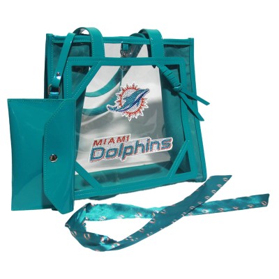 Miami Dolphins Cuce Crystal Logo Clear Tote Bag