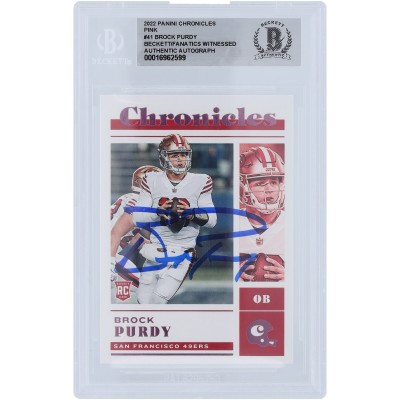 Brock Purdy San Francisco 49ers Autographed 2022 Panini Chronicles Pink #41 Beckett Fanatics Witnessed Authenticated Rookie Card