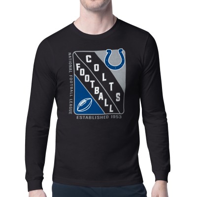 Indianapolis Colts Starter Black Shield Logo Long Sleeve T-Shirt