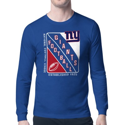 New York Giants Starter Royal Shield Logo Long Sleeve T-Shirt
