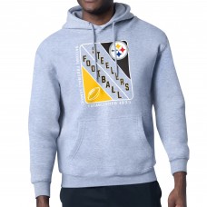 Pittsburgh Steelers Starter Heather Gray Shield Logo Pullover Hoodie