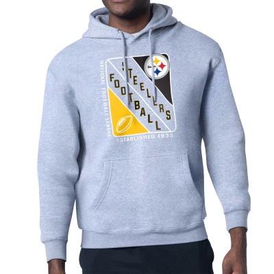 Pittsburgh Steelers Starter Heather Gray Shield Logo Pullover Hoodie