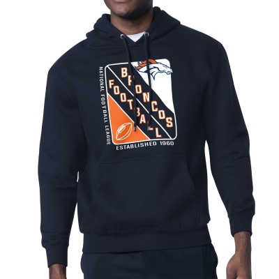 Denver Broncos Starter Navy Shield Logo Pullover Hoodie