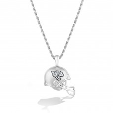 Jacksonville Jaguars True Fan Silver 1/20 CT. T.W. Diamond Helmet Necklace