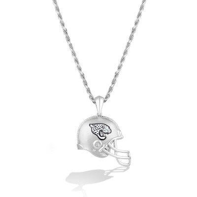 Jacksonville Jaguars True Fan Silver 1/20 CT. T.W. Diamond Helmet Necklace