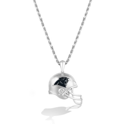 Carolina Panthers True Fan Silver 1/20 CT. T.W. Diamond Helmet Necklace