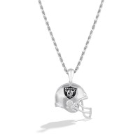 Las Vegas Raiders True Fan Silver 1/20 CT. T.W. Diamond Helmet Necklace