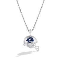Los Angeles Rams True Fan 1/20 CT. T.W. Diamond Helmet Necklace - Silver