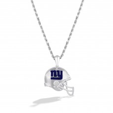 New York Giants True Fan Silver 1/20 CT. T.W. Diamond Helmet Necklace