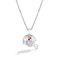 Pittsburgh Steelers True Fan Silver 1/20 CT. T.W. Diamond Helmet Necklace