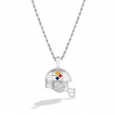 Pittsburgh Steelers True Fan Silver 1/20 CT. T.W. Diamond Helmet Necklace
