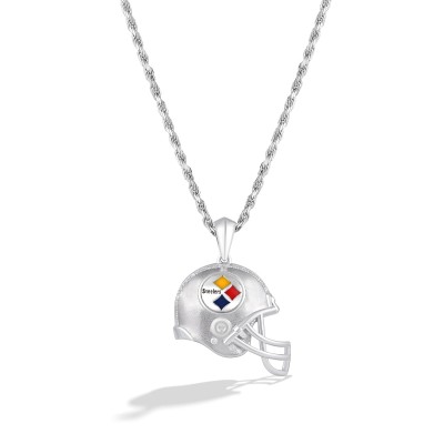 Pittsburgh Steelers True Fan Silver 1/20 CT. T.W. Diamond Helmet Necklace