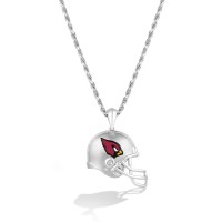 Arizona Cardinals True Fan Silver 1/20 CT. T.W. Diamond Helmet Necklace