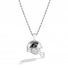 Baltimore Ravens True Fan 1/20 CT. T.W. Diamond Helmet Necklace - Silver
