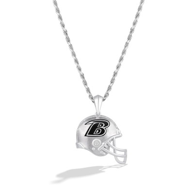 Baltimore Ravens True Fan 1/20 CT. T.W. Diamond Helmet Necklace - Silver