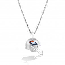 Denver Broncos True Fan Silver 1/20 CT. T.W. Diamond Helmet Necklace Denver Broncos True Fan Silver 1/20 CT. T.W. Diamond Helmet Necklace