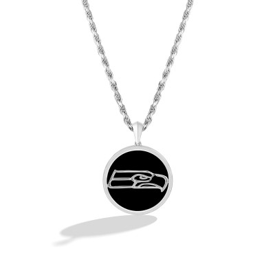 Seattle Seahawks True Fan 1/15 CT. T.W. Diamond & Oval Black Onyx Necklace
