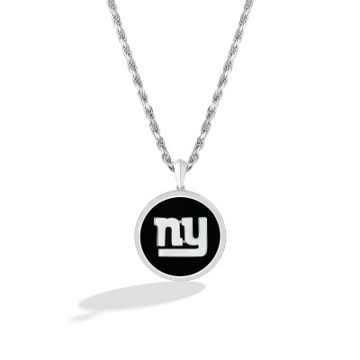 New York Giants True Fan 1/15 CT. T.W. Diamond & Oval Black Onyx Necklace