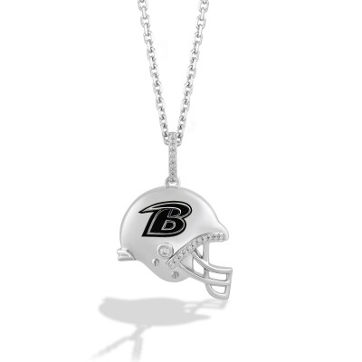 Baltimore Ravens True Fan Silver Helmet Pendant Necklace