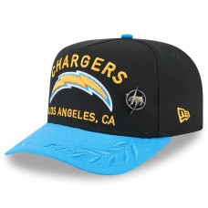 Бейсболка Los Angeles Chargers New Era Black/Powder Blue 2025 NFL Draft On Stage A-Frame 59FIFTY