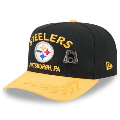 Бейсболка Pittsburgh Steelers New Era Black/Gold 2025 NFL Draft On Stage A-Frame 59FIFTY