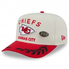 Бейсболка Kansas City Chiefs New Era Cream/Red 2025 NFL Draft A-Frame 59FIFTY