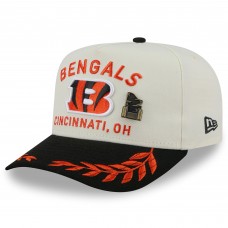 Бейсболка Cincinnati Bengals New Era Cream/Black 2025 NFL Draft A-Frame 59FIFTY