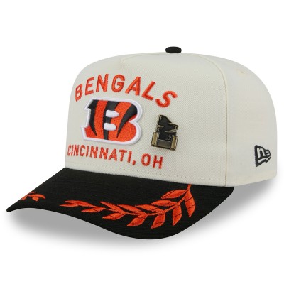 Бейсболка Cincinnati Bengals New Era Cream/Black 2025 NFL Draft A-Frame 59FIFTY