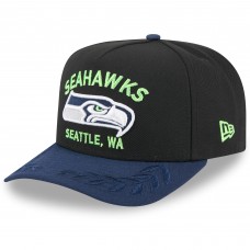 Бейсболка Seattle Seahawks New Era Black/College Navy 2025 NFL Draft A-Frame 9FIFTY Snapback