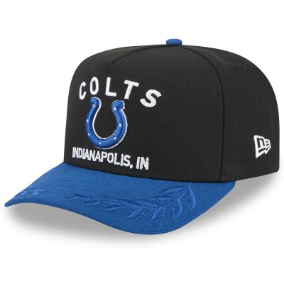 Бейсболка Indianapolis Colts New Era Black/Royal 2025 NFL Draft A-Frame 9FIFTY Snapback