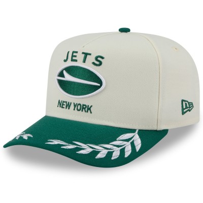 Бейсболка New York Jets New Era Cream/Green 2025 NFL Draft A-Frame 9FIFTY Snapback
