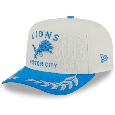 Бейсболка Detroit Lions New Era Cream/Blue 2025 NFL Draft A-Frame 9FIFTY Snapback