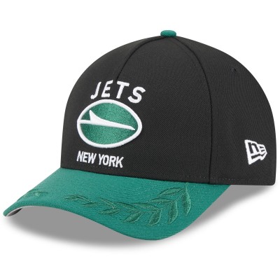 Бейсболка New York Jets New Era Black/Green 2025 NFL Draft 9FORTY A-Frame M-Crown
