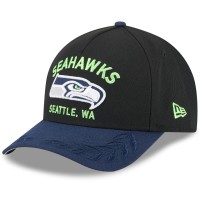 Бейсболка Seattle Seahawks New Era Black/College Navy 2025 NFL Draft 9FORTY A-Frame M-Crown