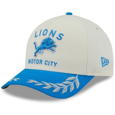 Бейсболка Detroit Lions New Era Cream/Blue 2025 NFL Draft 9FORTY A-Frame M-Crown