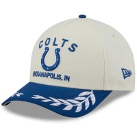 Бейсболка Indianapolis Colts New Era Cream/Royal 2025 NFL Draft 9FORTY A-Frame M-Crown