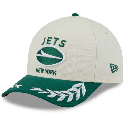 Бейсболка New York Jets New Era Cream/Green 2025 NFL Draft 9FORTY A-Frame M-Crown
