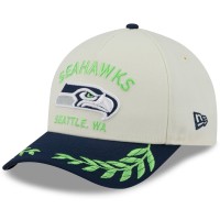 Бейсболка Seattle Seahawks New Era Cream/College Navy 2025 NFL Draft 9FORTY A-Frame M-Crown