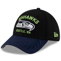 Бейсболка Seattle Seahawks New Era Black/College Navy 2025 NFL Draft 39THIRTY