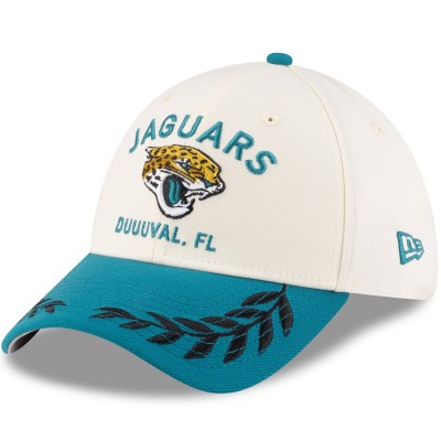 Бейсболка Jacksonville Jaguars New Era Cream/Teal 2025 NFL Draft 39THIRTY