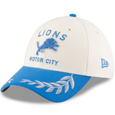 Бейсболка Detroit Lions New Era Cream/Blue 2025 NFL Draft 39THIRTY