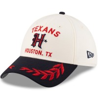Бейсболка Houston Texans New Era Cream/Navy 2025 NFL Draft 39THIRTY