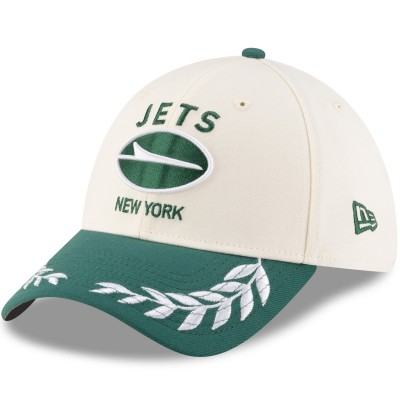 Бейсболка New York Jets New Era Cream/Green 2025 NFL Draft 39THIRTY