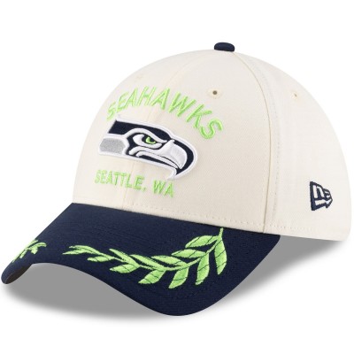 Бейсболка Seattle Seahawks New Era Cream/College Navy 2025 NFL Draft 39THIRTY