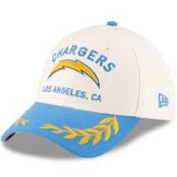 Бейсболка Los Angeles Chargers New Era Cream/Powder Blue 2025 NFL Draft 39THIRTY
