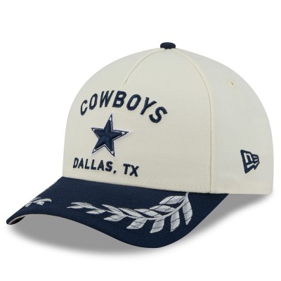 Бейсболка Dallas Cowboys New Era Cream/Navy 2025 NFL Draft 9FORTY A-Frame M-Crown