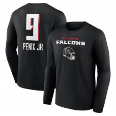 Футболка с длинным рукавом Atlanta Falcons Michael Penix Jr. Black Name & Number Team Wordmark